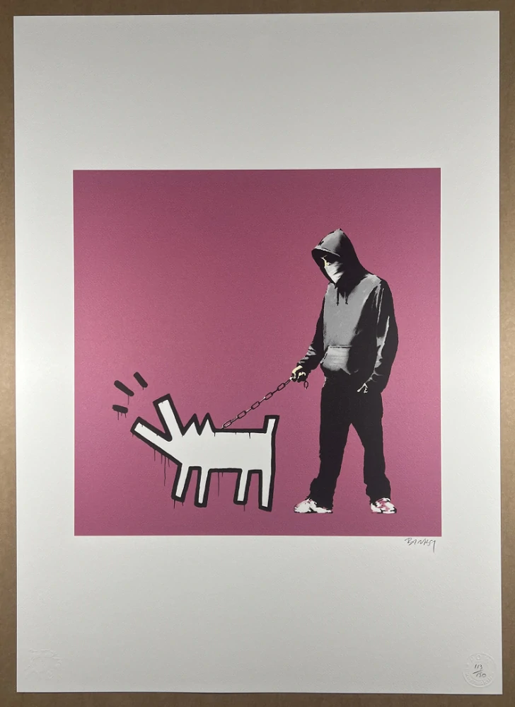 Obraz | Banksy | Keith Haring Dog | růžová