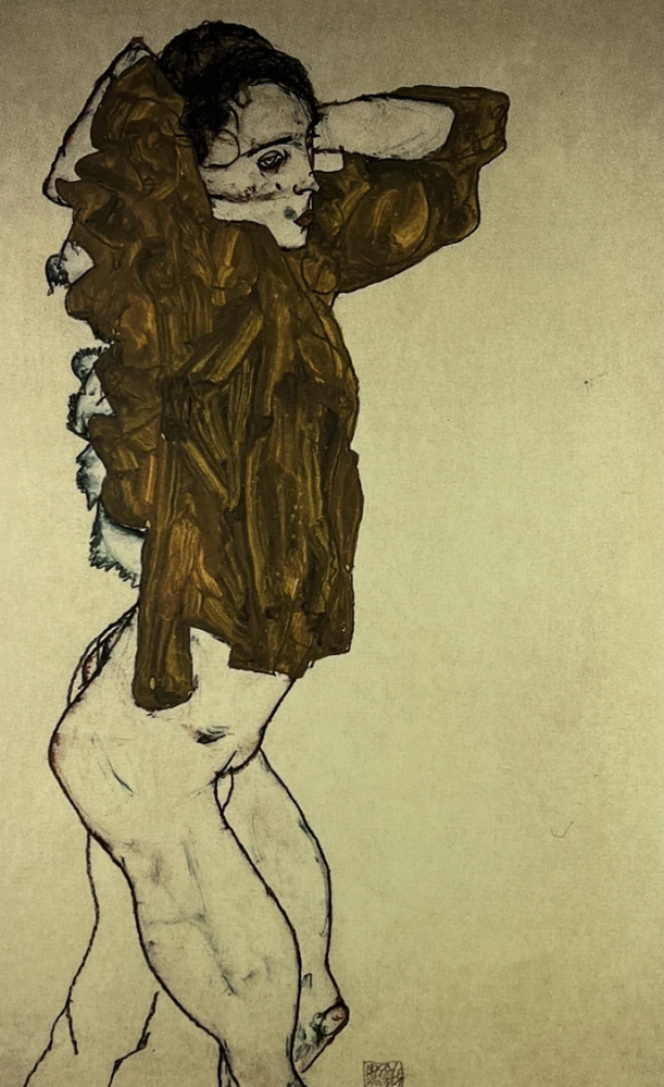 Obraz | Egon Schiele | Žena v hnědém kabátku