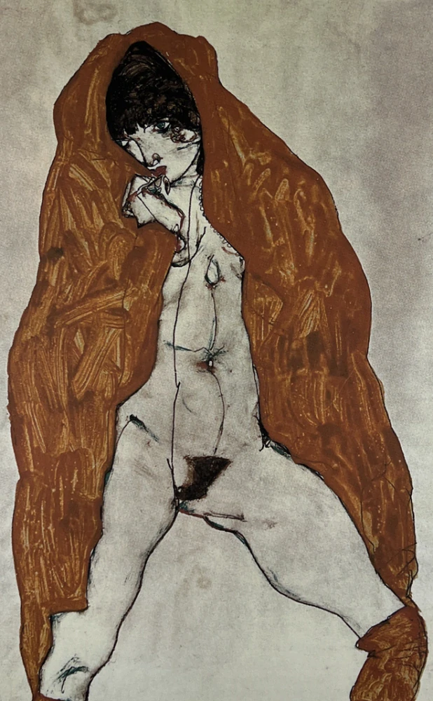 Obraz | Egon Schiele | Akt v hnědém rouchu