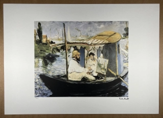 Obraz | Claude Monet | Monet maluje na své studiové lodi