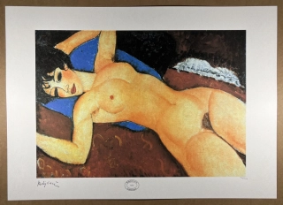 Obraz | Amedeo Modigliani | Ležící akt s modrým polštářem