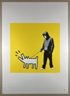 Obraz | Banksy | Keith Haring Dog | žlutá